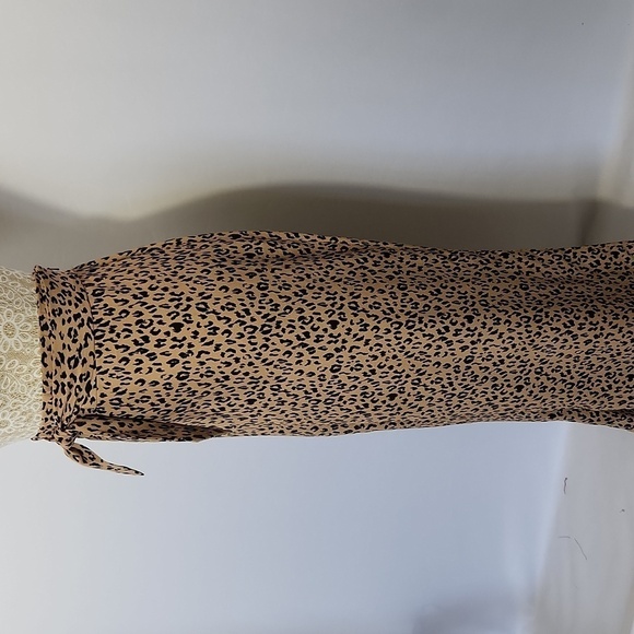 LEITH Nordstrom Animal Print Wide Leg Tie Front Crop High Rise Waist Pants 3X - Picture 7 of 15